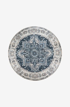 House Nordic - Teppe Havana diameter 200 - Blå - Glattvevde tepper - 200 - Fra Homeroom