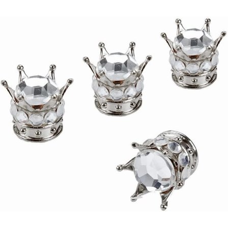 4 kappaletta Bling Bling -venttiilinhatun suojukset kromatut autoajoneuvon kruunu