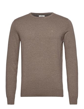 Basic Crew N Stickad Tröja M. Rund Krage Brun Tom Tailor