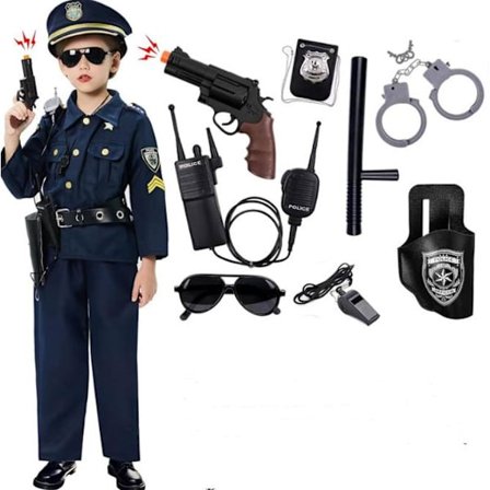 Halloween politi kostyme sett for barn rollelek utkledning kostymefest cosplay politiklær