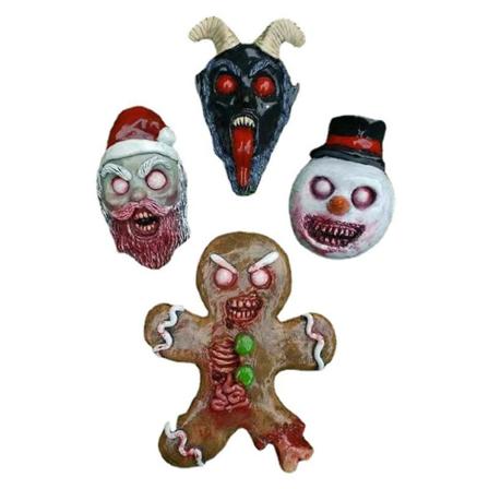 4 kpl/setti Halloween-kauhu Zombi-hahmot Pelottava Verinen Piparkakku Joulupukki Lumimies Hartsikoristepatsas DIY-riipus Koti Puutarha Juhlat Joulukuu