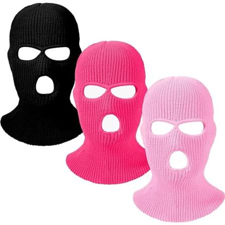 3-reikäinen hiihtobalaklava, talvikasvonaamio, neulottu kaula-aukko, hiihtomaski