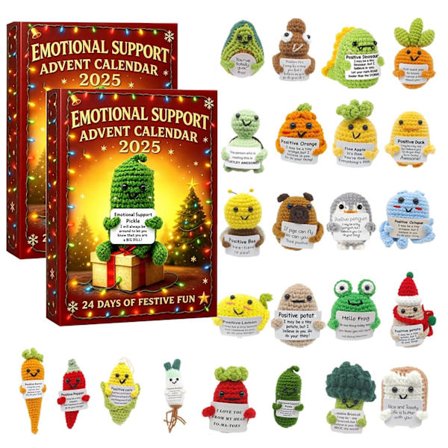 Håndheklet dyre-nedtellingskalender, 24 dager med oppløftende meldinger med unike figurer, koselig festlig dekor og omtenksom gave