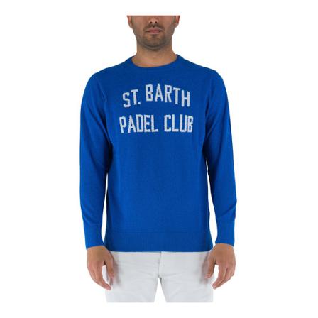MC2 Saint Barth, Round-neck Knitwear Niebieski, Mężczyzna, Rozmiar: L