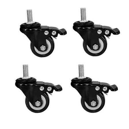 M8x25mm 4 stk. Bærende 240kg Trallehjul PU Møbelhjul Erstatning (Bremsende Hjul) [DB]