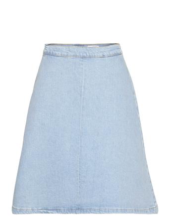 Slfkati Hw Sky Blue Denim Skirt U Knälång Kjol Blå Selected Femme