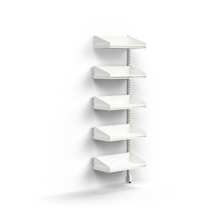 Skohylle ENTRY, påbyggseksjon, vegghengt, 5 skohyller, H1800 B600 D300 mm, hvit