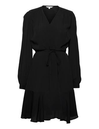 Crepe V-Nk Knee Dress Ls Black Tommy Hilfiger