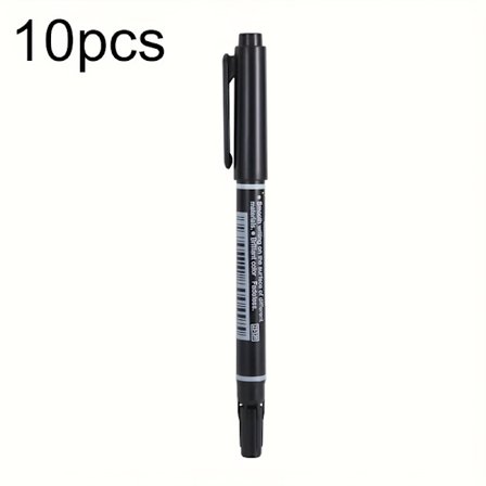 Permanent Marker Pen 0.8/2mm Dubbelhuvud Vattentät Svart Blå Röd Penna För Student Papper Stål CD Glas Tyg Färg Kontor Skola Material