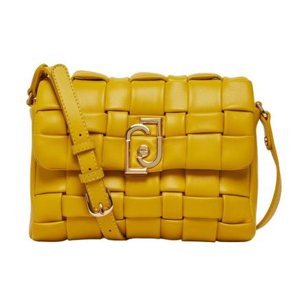 Liu Jo, Yellow intertwined eco -sustainable shoulder bag Geel, Dames, Maat:ONE Size,leer
