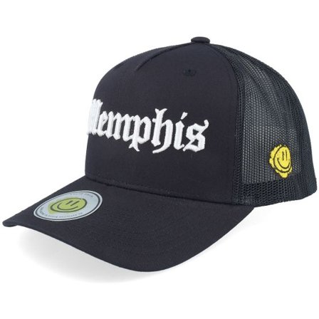 Lucid Smile - Svart trucker Keps - Memphis 3d Script Black A-frame Trucker @ Hatstore