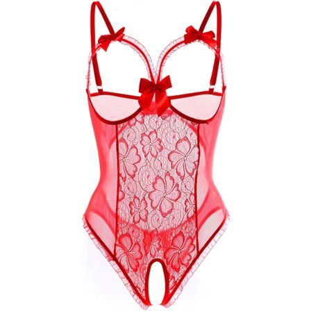 gerie for Women One-Piece Teddy Lingerie Sexy Bodysuit Lace Nightie Rød XX-Large