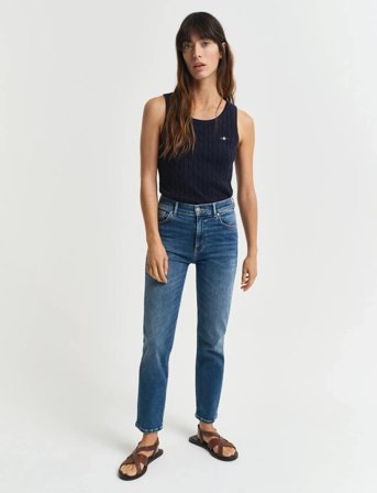 GANT Cropped Slim Stretch Jeans - Blue - 32