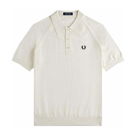 Fred Perry, Raglan Sleeve Knit Shirt Beżowy, Mężczyzna, Rozmiar: M