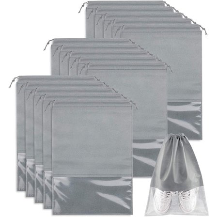 15 stk. Rejsetasker til sko, stor bærbar snøre skoopbevaringsposer i non-woven støvtæt pose pladsbesparende organizer-tfrf