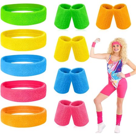 5 st sportpannband & 5 par handledsband - Pannband - Handledsband - Huvudbonadsaccessoarer