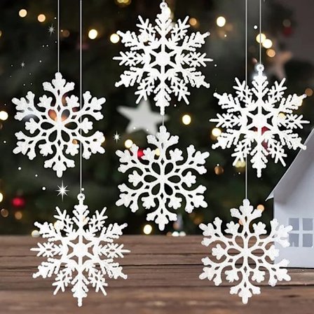 Christmas Snowflake Paper Garlands Hanging Ornaments Christmas Tree DIY Pendants Winter Decorations for Home Navidad New Year