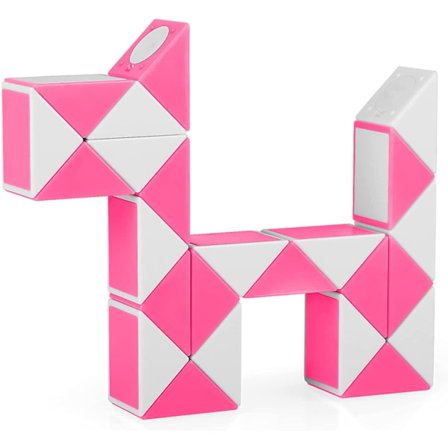 Magisk slangekube 24 dele 3d puslespil legetøj slangepuslespil magisk lineal drejepuslespil legetøj(Pink)
