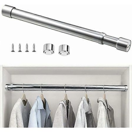 Forlængelig garderobestang i rustfrit stål 51 cm til 80 cm Antikorrosionsjusterbar teleskopisk gardinstang Forlængelig garderobestang til skab Ba (LGL