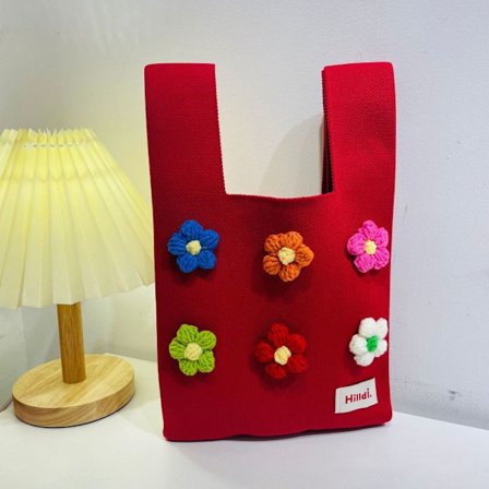 Strik Håndtaske Knot Håndledstaske RØD