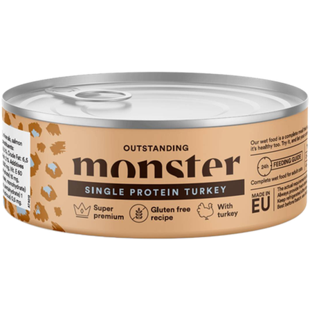 Monster Pet Food - Cat Adult Single Turkey Burk 100 g x 12 - Katt - Kattefôr & kattemat - Våtfôr og våtmat - ZOO.no