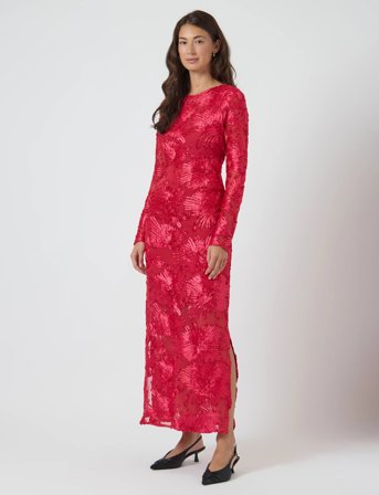 YAS Yasfloree Ls Long Dress - D2D - Red - S