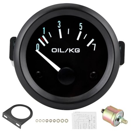 Universal olietryksmåler 12V 0-7kg/cm² 52mm Dia Bilinstrument W/Sensor Hvidt LED-lys