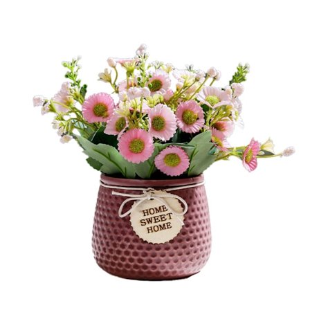 Konstgjord blomkruka silkesrosbukett dekorerad keramisk vas