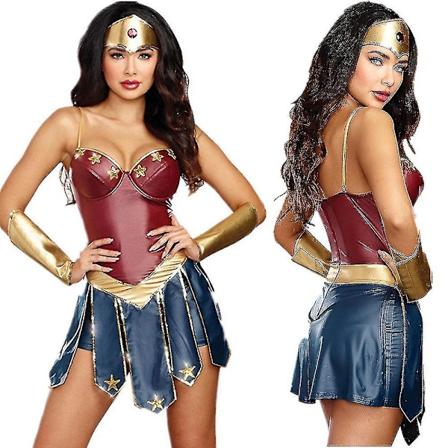 Rion Wonder Woman -asu aikuisille naisille DC Comics -supersankaripuku Halloween-karnevaali Cosplay-pukeutumisjuhla t ysi setti S
