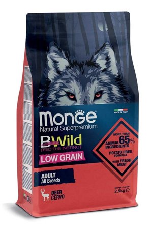 Monge B Wild Low Grain All Breeds con Cervo Cibo Secco Per Cani