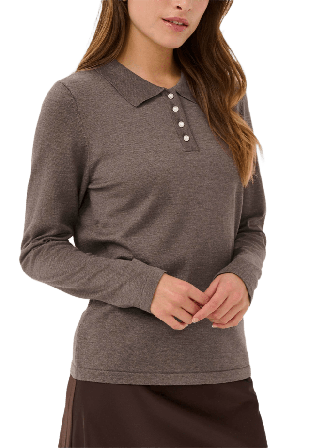 Saint Tropez JilaSZ Deco Polo Pullover Stickat Dam Beige L