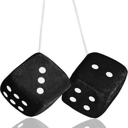 Sæt med 2 fluffy terninger til bil, 7 cm kuber, bil retrostil, ruder til ophængning til bil, interiør, sort_supergave