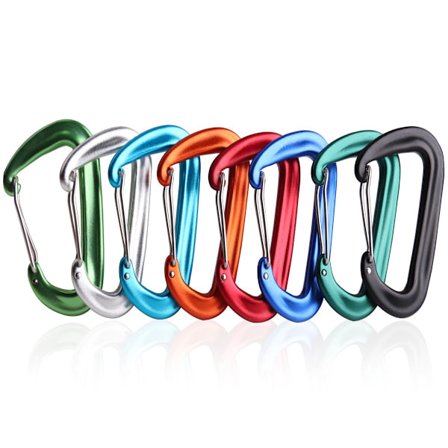 3 st D-formade karbinhakar för utomhus, flygplansaluminium, snabbspänne för vandring, vattenflaskklämma, aluminiumspänne
