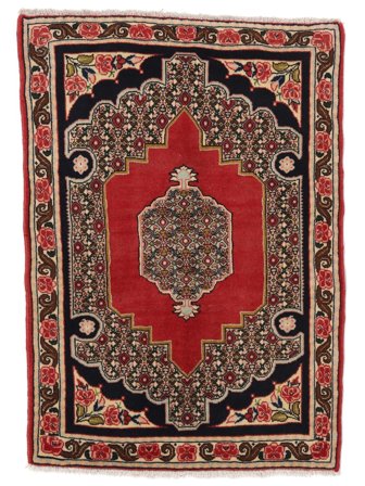 Tapis D'orient Senneh 73X104 Noir/Rouge Foncé (Laine, Perse)