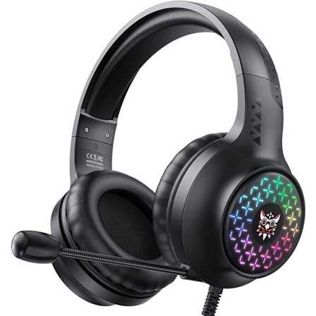 RGB Gaming Headset, Trådløst Headset 260g Vekt med 360° Roterende Mikrofon, HD Stereo Gaming Headset, X7 Pro Svart
