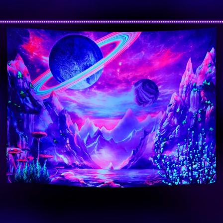 UV-reaktiivinen galaksi avaruus seinävaate psykedeelinen neonlamppu makuuhuoneeseen