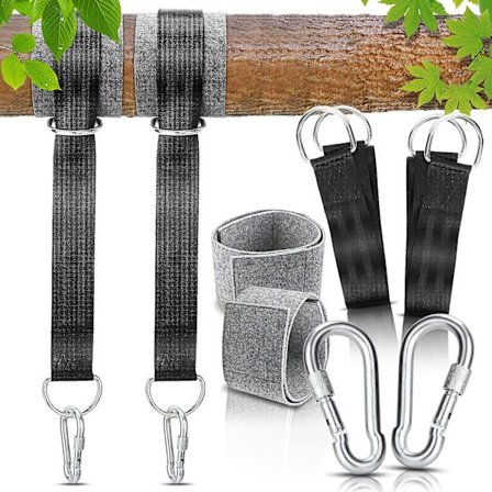Stropper til udendørs hængekøjer, længde 150 cm med ophængsstropper til gynger/træbeskyttere, låsekapacitet op til 550 kg