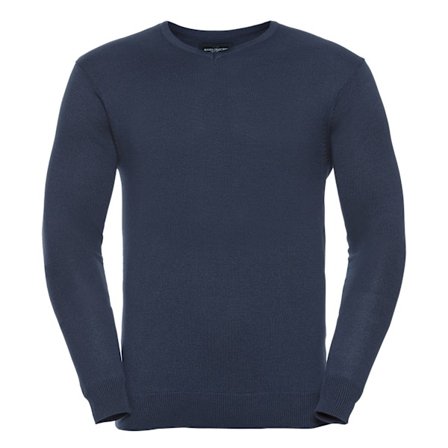 Russell Collection Herr V-halsad Stickad Pullover Sweatshirt M Fr