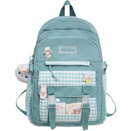 Kawaii Harajuku Ryggsäck Söt Rutig Student Ryggsäck (Grön)