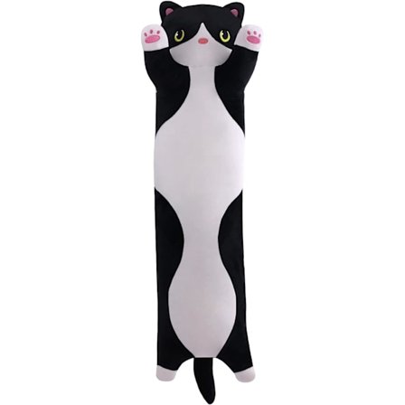 (50cm, Musta) Suloinen Täytetty Kissa Nukke, Piirretty Pehmeä Pehmo Kissanpentu Pi