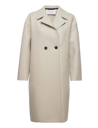 Women Dropped Shoulder D.b. Coat Pressed Wool Outerwear Coats Winter Coats Beige Harris Wharf London