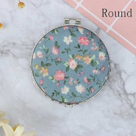 Dammode Svart Portabel Sminktillbehör Spegel Slät Dubbelsidig Vikbar Liten Fyrkantig Rund Spegel Passar Rese-sminkverktyg