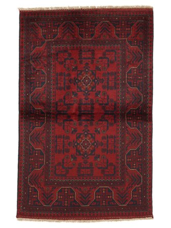 Håndknyttet Afghan Khal Mohammadi 99X154 Uldtæppe Sort/Mørkerød Lille