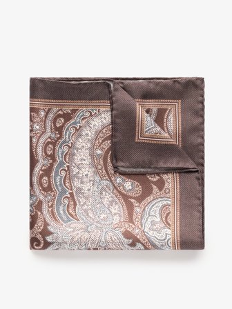 John Henric Men's Braunes Einstecktuch Paisley Size Onesize