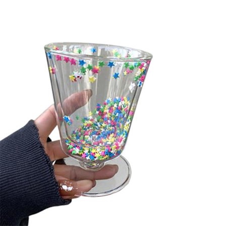 Højfodet kviksandskop farvet femtakket stjerne glasmateriale stjernekop