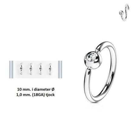 Pakke med 4 piercingringer i Titanium-IP 316L stål (10 Ø /1,0) med CZ