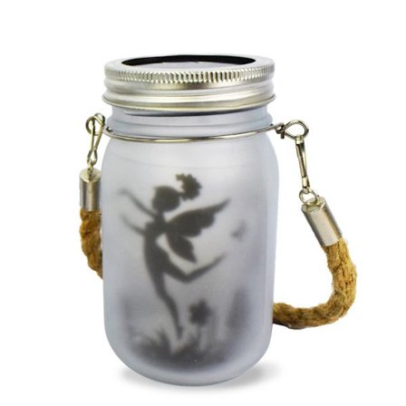 2-pak Solcellelamper Udendørs, Havedekorationer IP44 Vandtæt Hængende Frostede Krukke Lamper til Bord, Græsplæner (Varm)