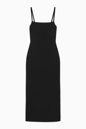COS Women's Square-Neck Knitted Slip Dress in Black