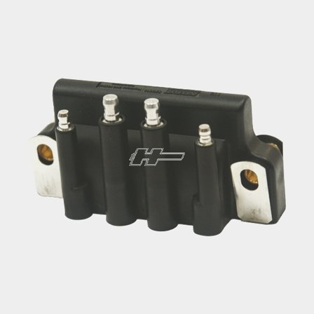 Sierra Tändspole för utombordare och inombordare, svart tändmodul i plast och metall för marina motorer och båtar.