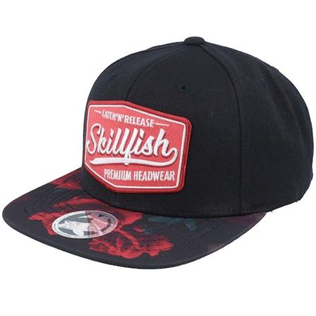 Skillfish - Premium Fishing Roses Black/Red Snapback Snapback Red Cap - @ Hatstore